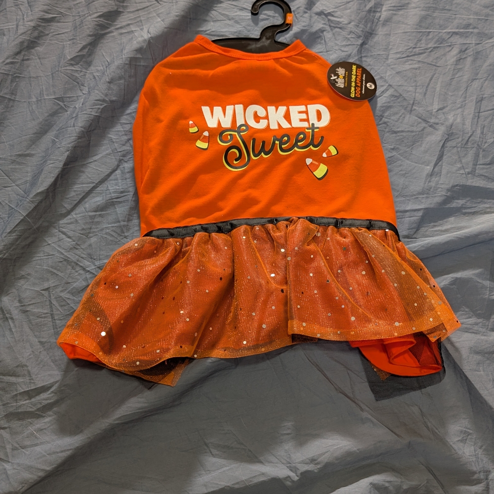 Wicked Sweet Orange Dog Halloween Costume, Size Medium